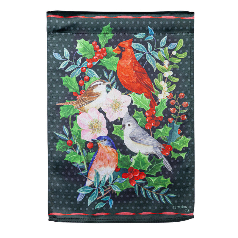 Winter Bird Friends Lustre House Flag,13lu11080