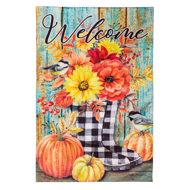 Fall Welcome Boots Moire House Flag,13m11885