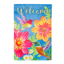 Colorful Hummingbird and Flowers Suede House Flag,13s11350