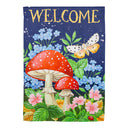 Welcome Mushroom Suede House Flag,13s11449