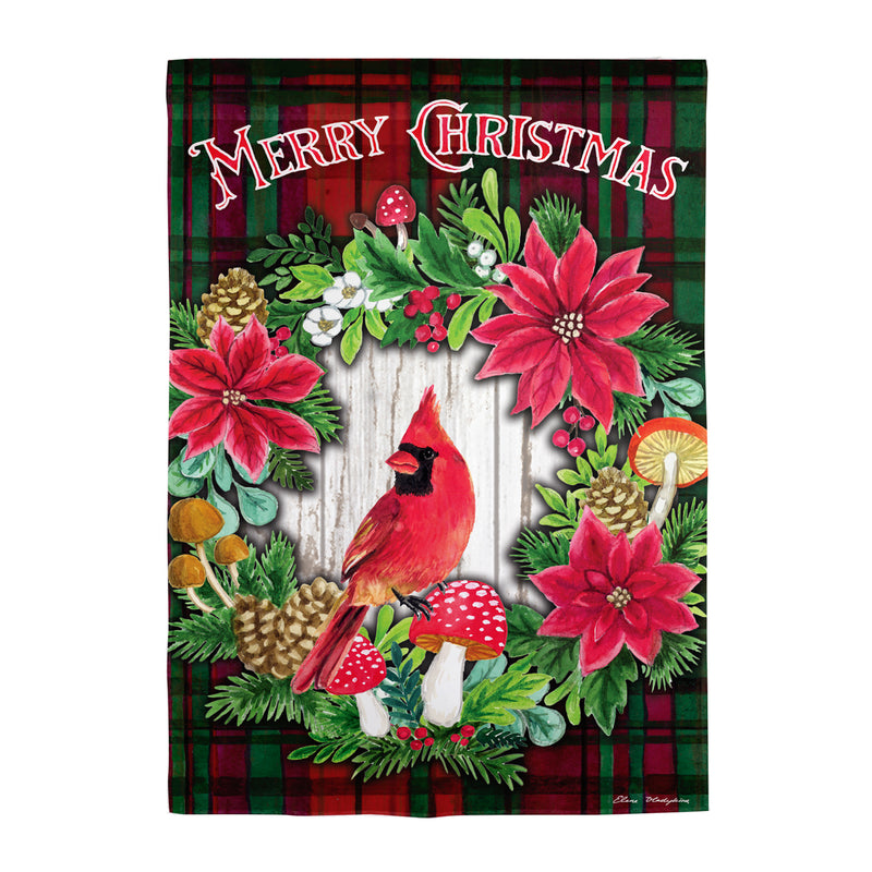 Merry Christmas Cardinal Suede House Flag,13s12189