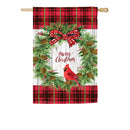 Christmas Cardinal Wreath House Textured Suede Flag,13es9381