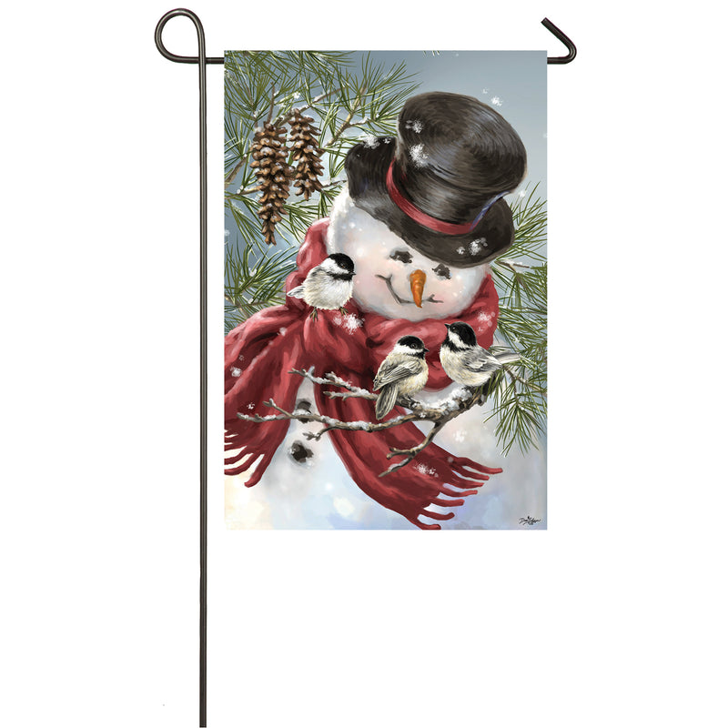 Snowman Snuggles Garden Satin Flag,14a8176