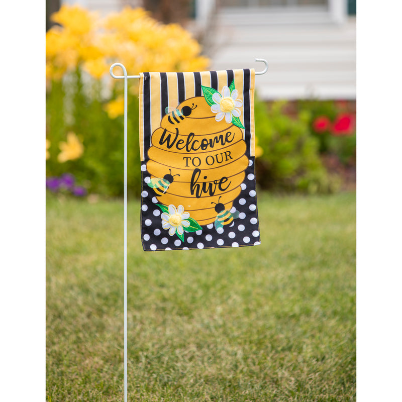 Welcome to our Hive Stripes and Dots Garden Burlap Flag,14b10896