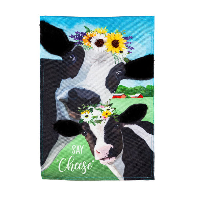 Say Cheese Cows Garden Burlap Flag,14b10936