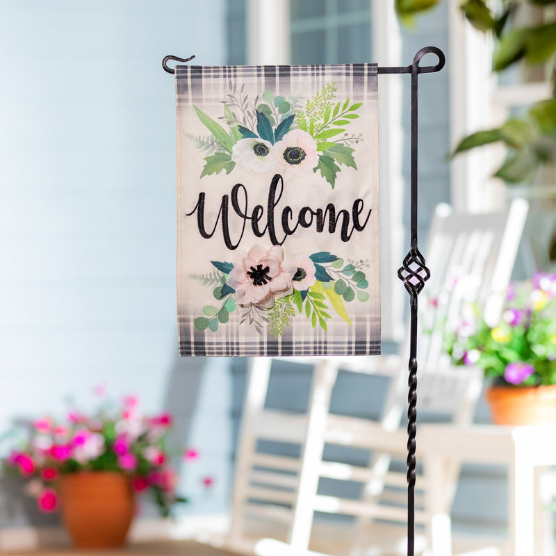 Beautiful Floral Welcome Burlap Garden Flag,14b12074