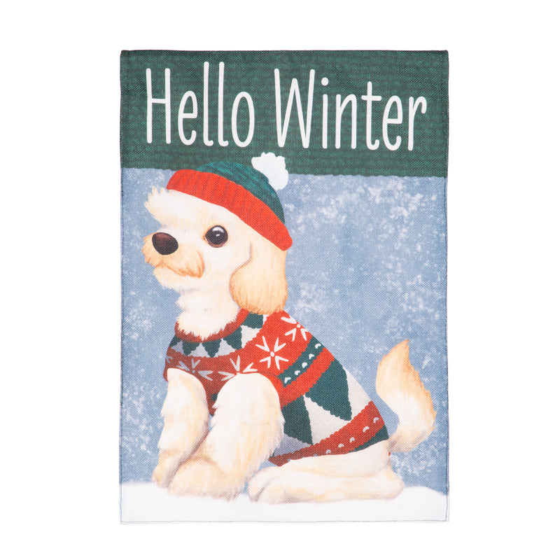 Winter Pup Burlap Garden Flag,14b12245