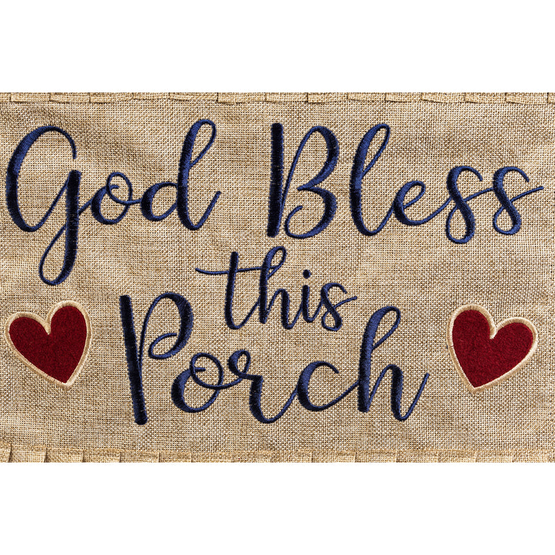 God Bless this Porch Garden Burlap Flag,14b4824