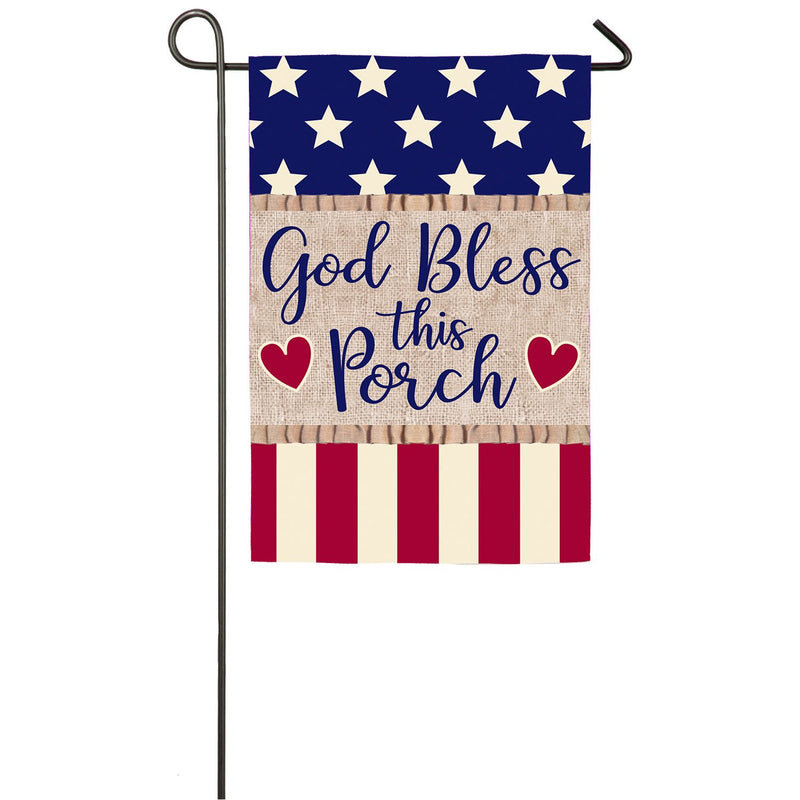 God Bless this Porch Garden Burlap Flag,14b4824