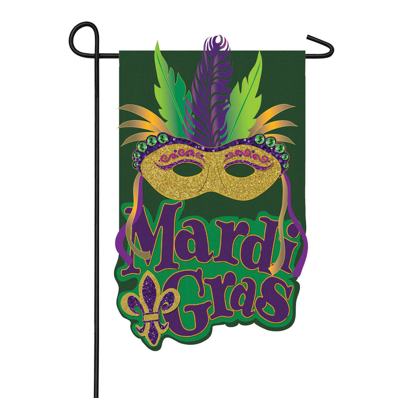 Mardi Gras Mask Garden Burlap Flag,14b4888bl