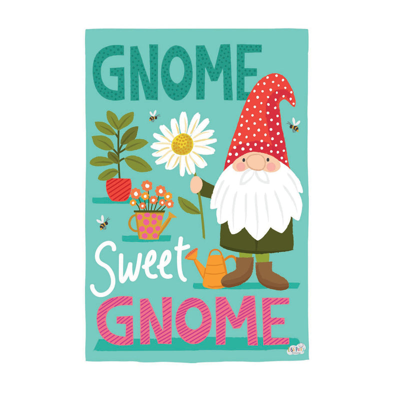 Gnome Sweet Gnome Garden Textured Suede Flag,14es10346