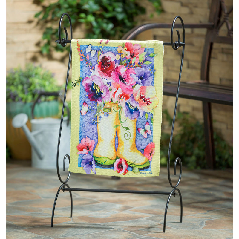 Floral Boots Garden Textured Suede Flag,14es9444