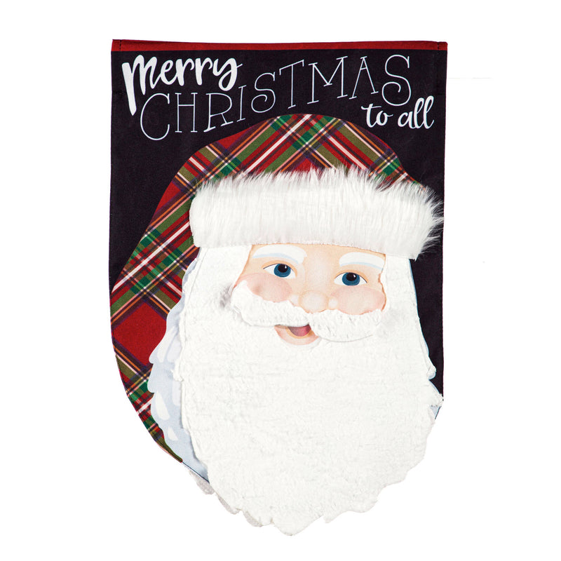 Merry Christmas Plaid Santa Garden Linen Flag,14l10028