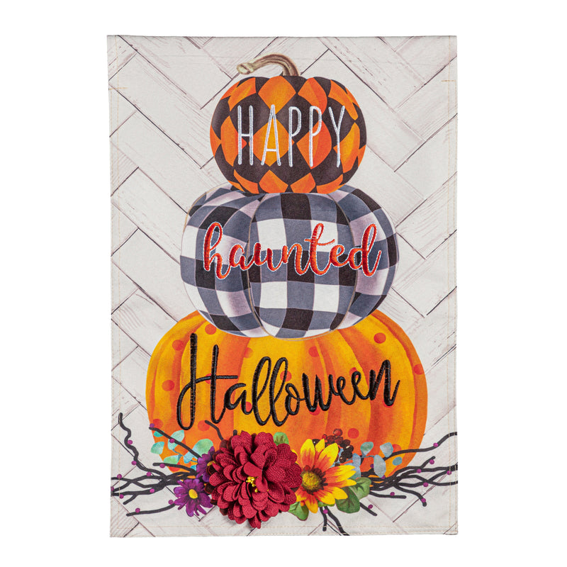 Haunted Stacked Pumpkins Garden Linen Flag,14l11046