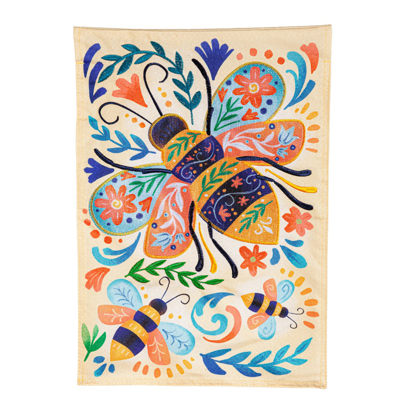 Patterned Bee Linen Garden Flag,14l11507