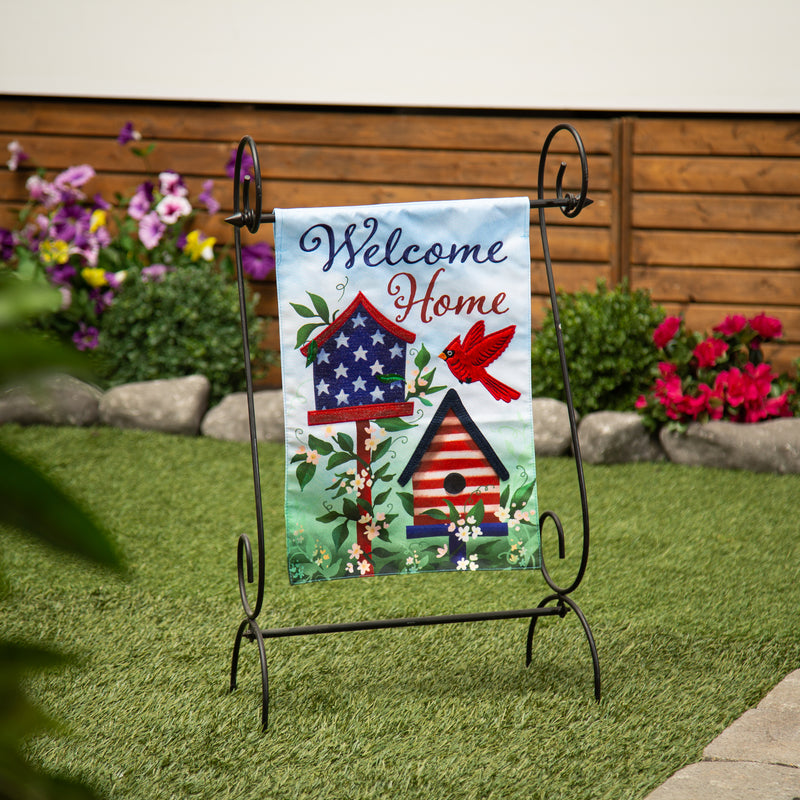 Patriotic Bird House Welcome Linen Garden Flag,14l11854
