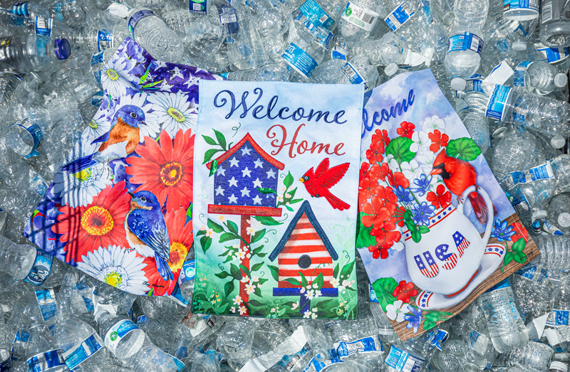 Patriotic Bird House Welcome Linen Garden Flag,14l11854