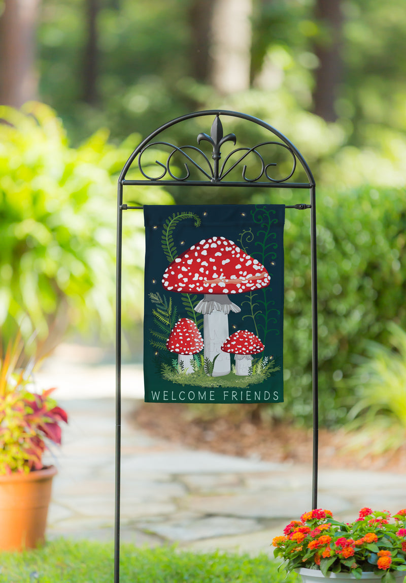 Welcome Friends Mushroom Garden Linen Garden Flag,14l11876