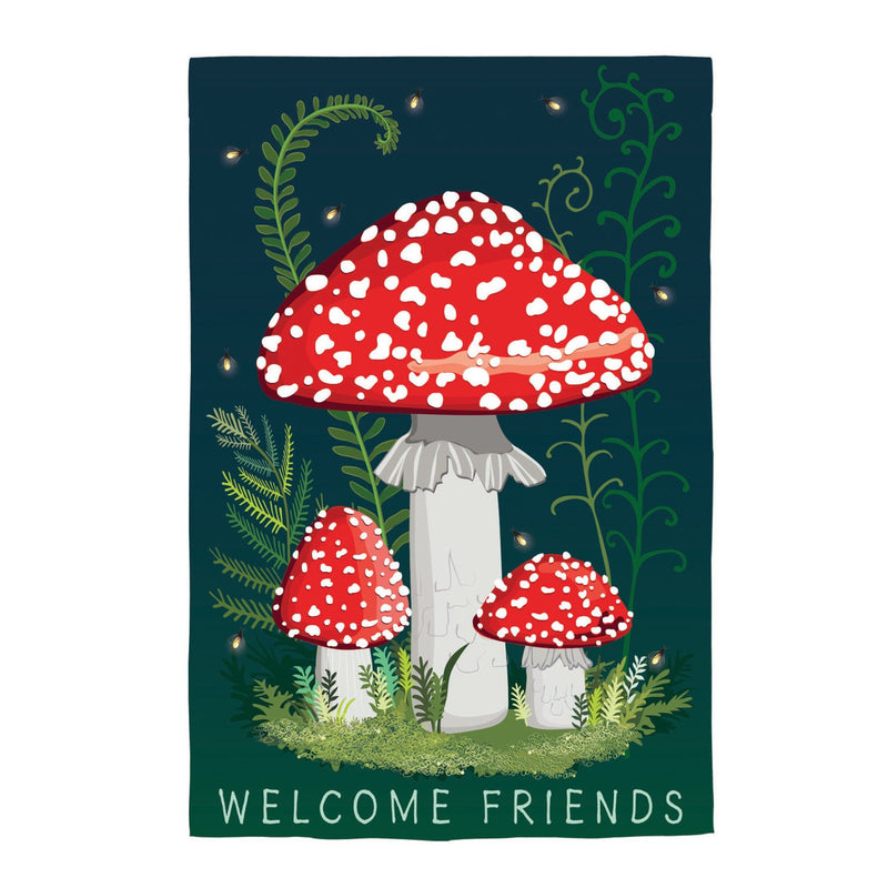 Welcome Friends Mushroom Garden Linen Garden Flag,14l11876