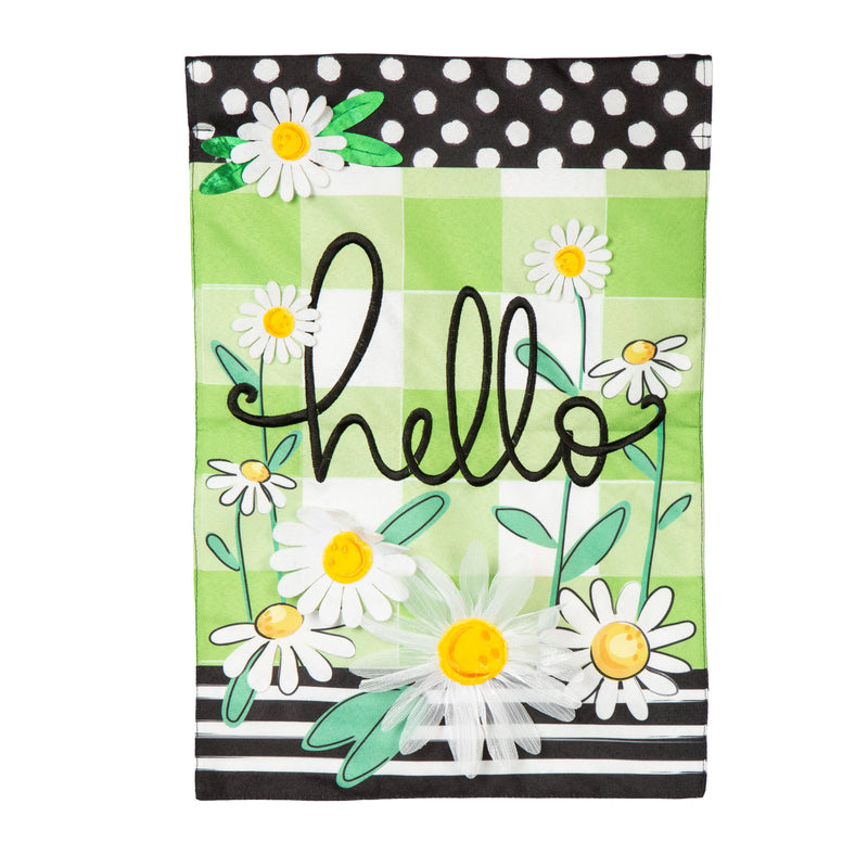 Hello Daisy Linen Garden Flag,14l12076