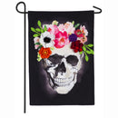 Floral Crowned Skull Garden Linen Flag,14l8647bl