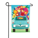 Mint Flower Truck Garden Linen Flag,14l8908bl