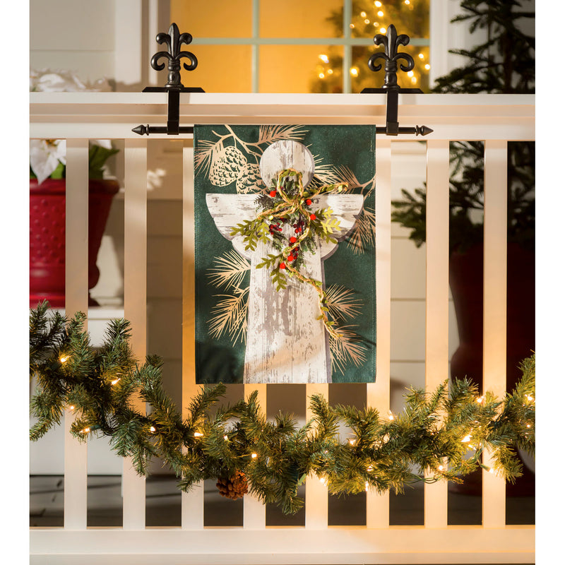 Woodgrain Angel Garden Linen Flag,14l9230