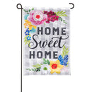 Home Sweet Home Plaid Floral Garden Linen Flag,14l9471