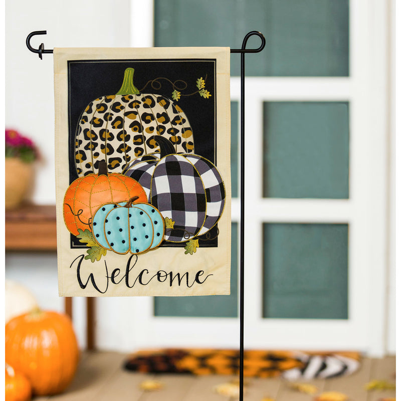 Mixed Print Pumpkins Garden Linen Flag,14l9902
