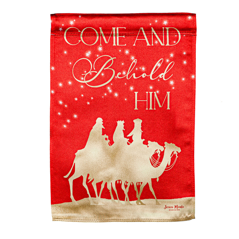 Red and Gold Christmas Night Garden Lustre Front & Back Flag,14lu10621fb