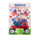 Vintage Patriotic Wagon Moire Garden Flag,14m11519