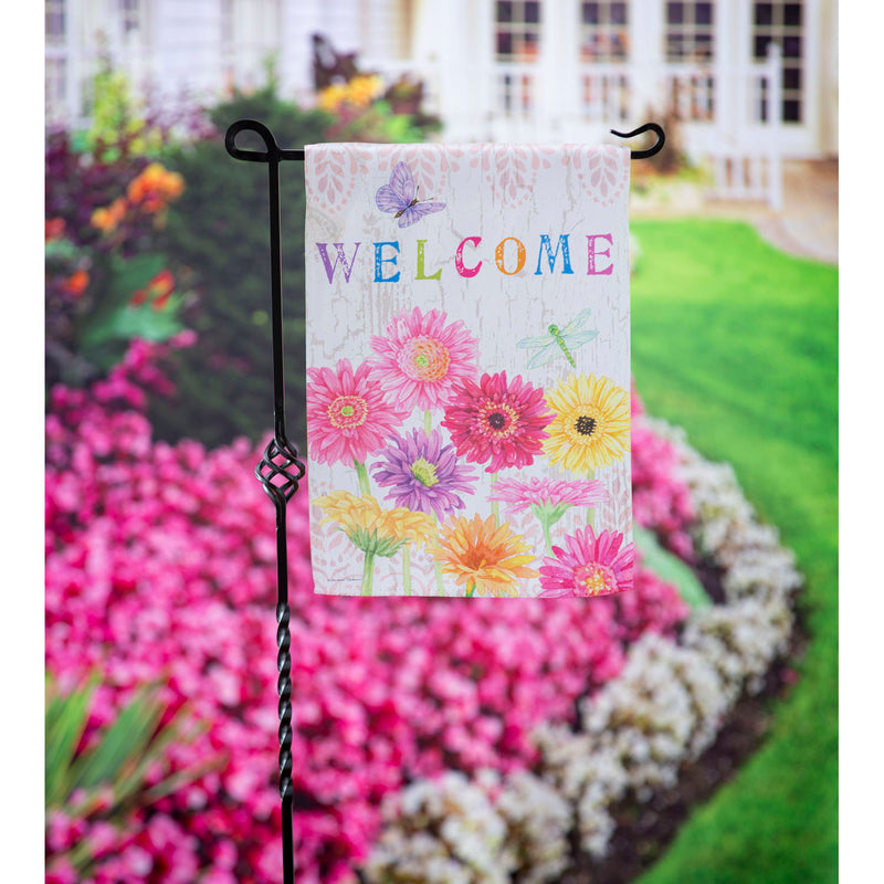 Gerbera Daisy Welcome Garden Suede Flag,14s10294