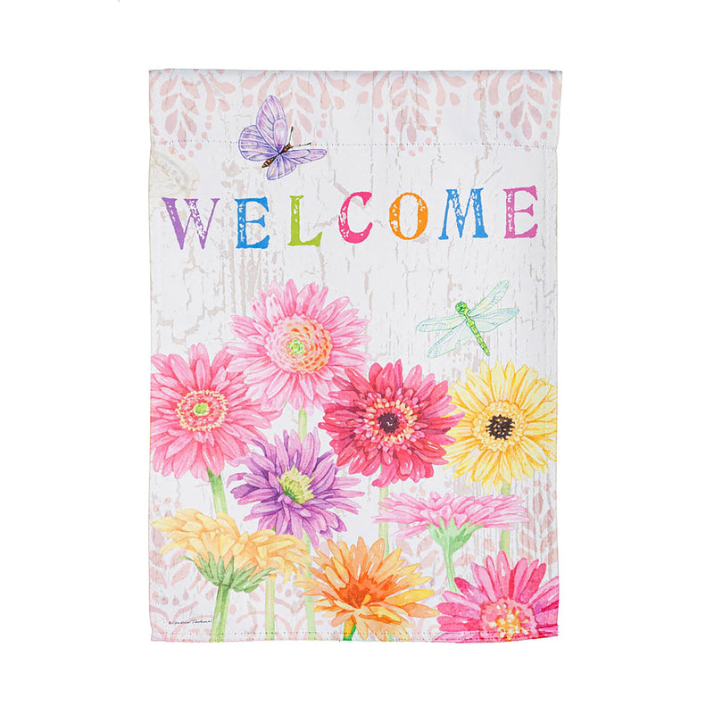 Gerbera Daisy Welcome Garden Suede Flag,14s10294