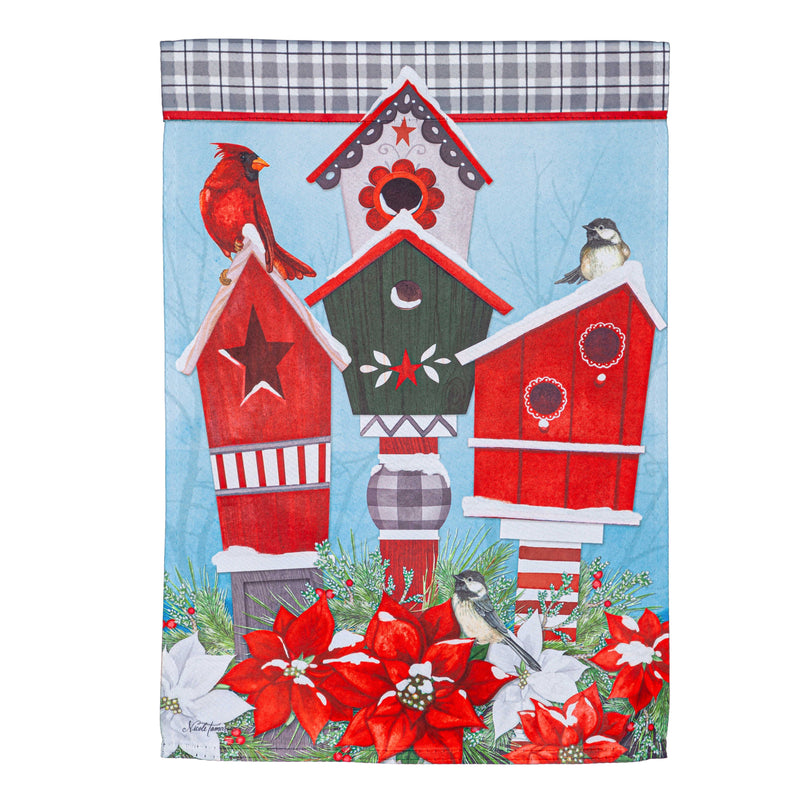 Snow Bird Houses Suede Garden Flag,14s10832