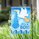 Stork with Special Delivery Suede Garden Flag, Boy,14s11962