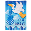 Stork with Special Delivery Suede Garden Flag, Boy,14s11962