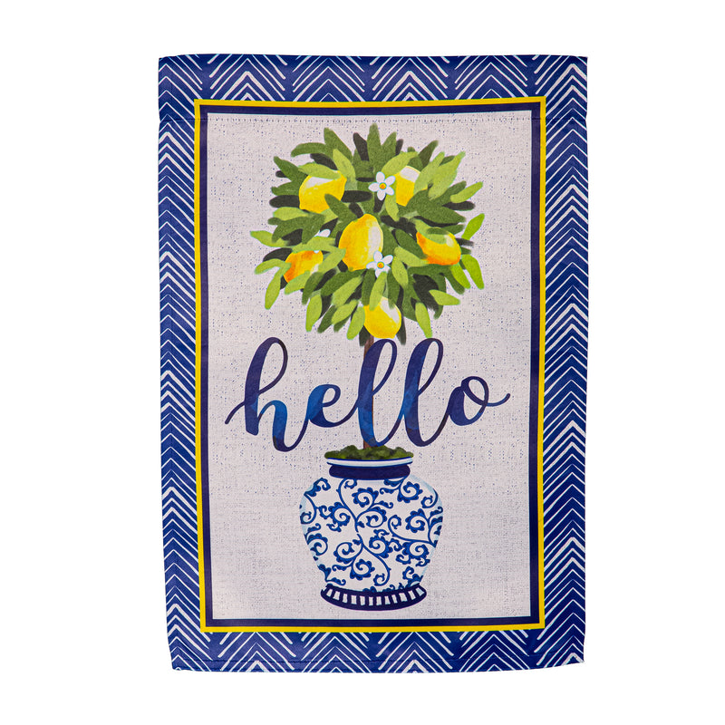 Hello Lemon Tree Burlap Garden Flag,14s12070