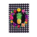 Pineapple Plaid Floral Garden Burlap Flag,14b9713