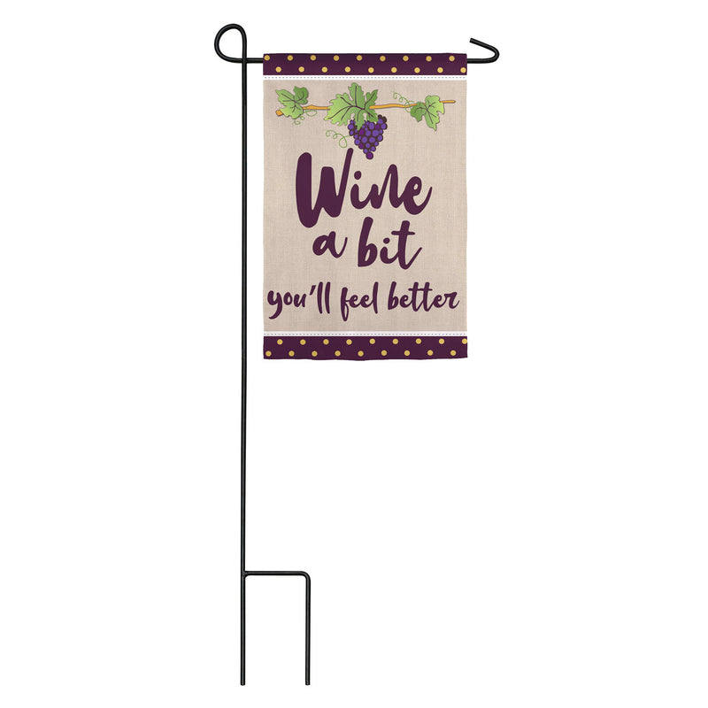 Wine A Bit Garden Linen Flag,14l9120bl