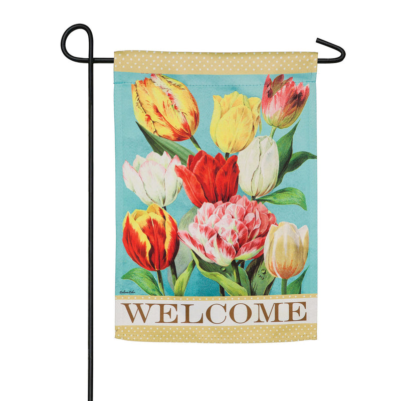 Vintage Tulips Garden Suede Flag,14s8830