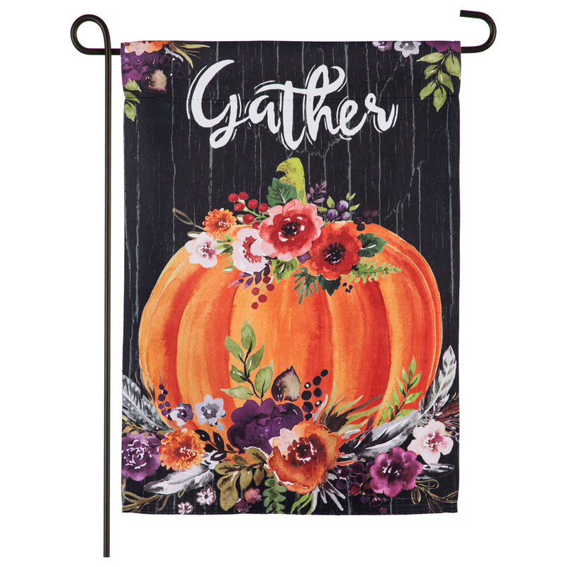 Gather Floral Pumpkin Garden Suede Flag,14s9259