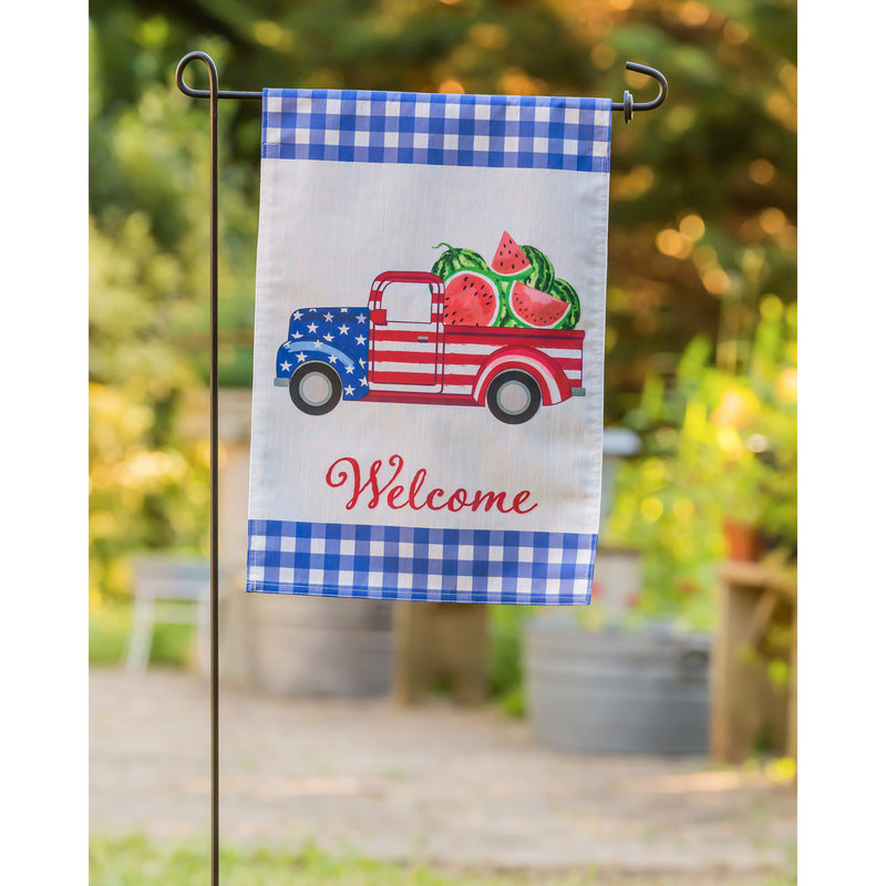 Patriotic Watermelon Truck Garden Strie Flag,14t9714