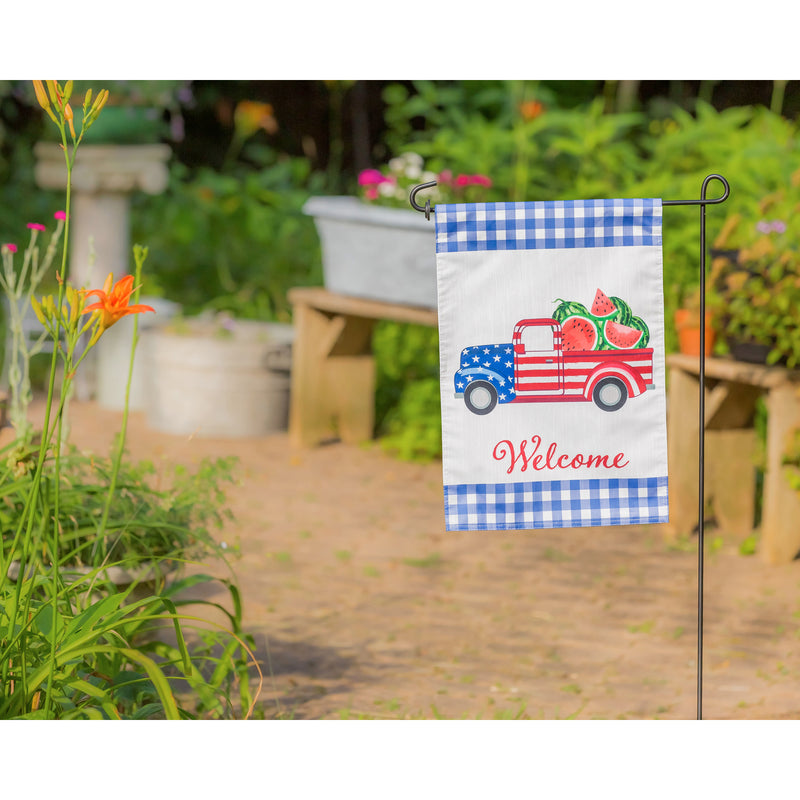 Patriotic Watermelon Truck Garden Strie Flag,14t9714