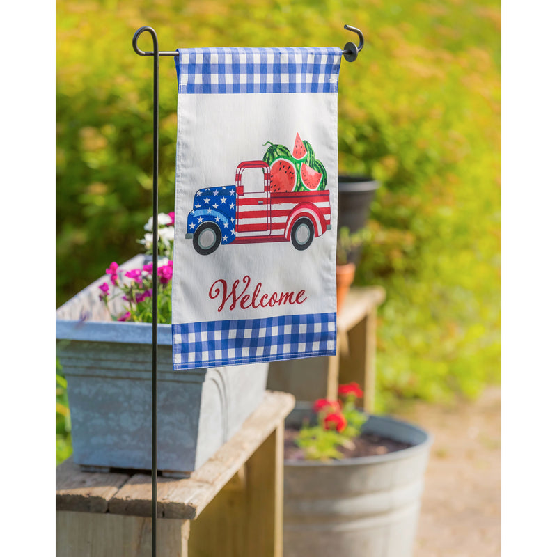 Patriotic Watermelon Truck Garden Strie Flag,14t9714