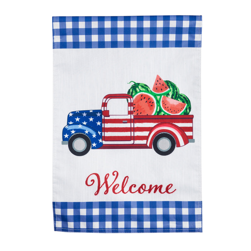Patriotic Watermelon Truck Garden Strie Flag,14t9714