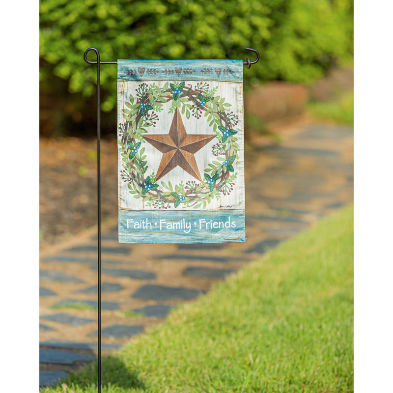 Faith Family Friends Country Star Garden Strié Flag,14t9774