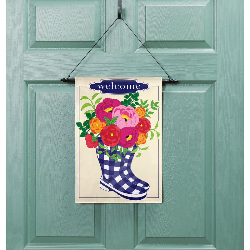 Buffalo Check Boots Welcome Garden Applique Flag,169133