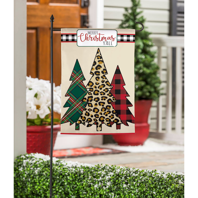 Mixed Print Christmas Trees Garden Applique Flag,169183sa