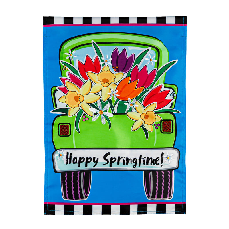 Springtime Truck Garden Applique Flag,169448