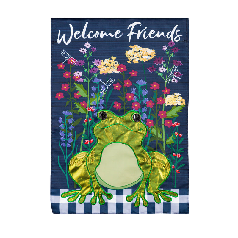 Whimsical Frog Garden Applique Flag,169476